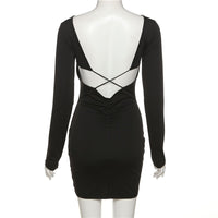 Women's Long-sleeved Sexy Backless Sheath Dress