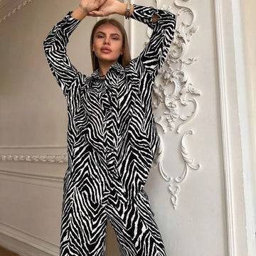 Women's Fashion Loose Striped Printed Homewear