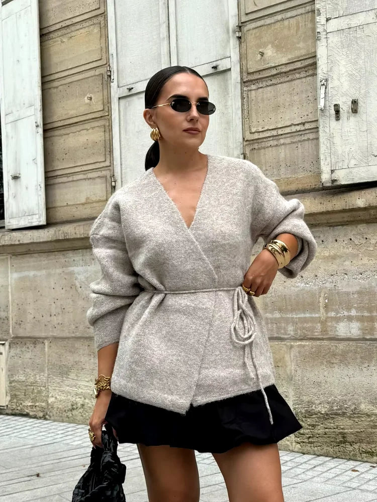 Taria - Knitted wrap cardigan