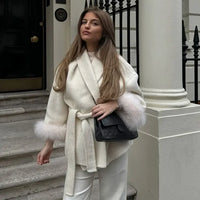 Eve - Elegant coat with faux fur detail