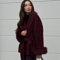 Eve - Elegant coat with faux fur detail