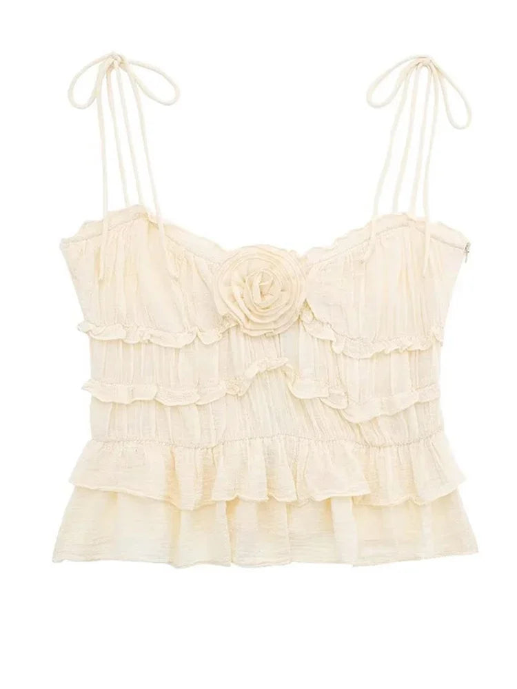 Xiomara - Ruffled top with rose detail