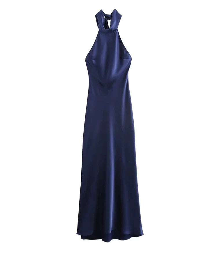 Sarina - Satin silk halterneck dress