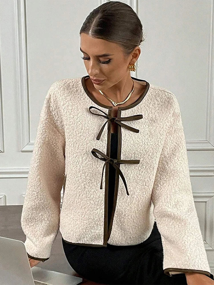 Amelia - Boucle lace up cardigan