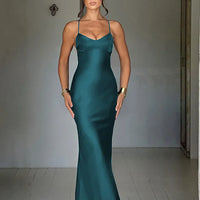 Emmaline - Figure hugging satin silk maxi dress