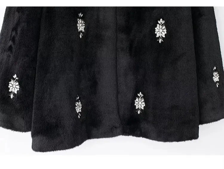 Nara - Embellished faux fur coat