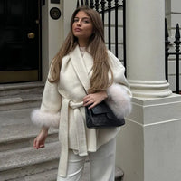 Eve - Elegant coat with faux fur detail