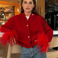 Ruby - Cardigan with feather detail