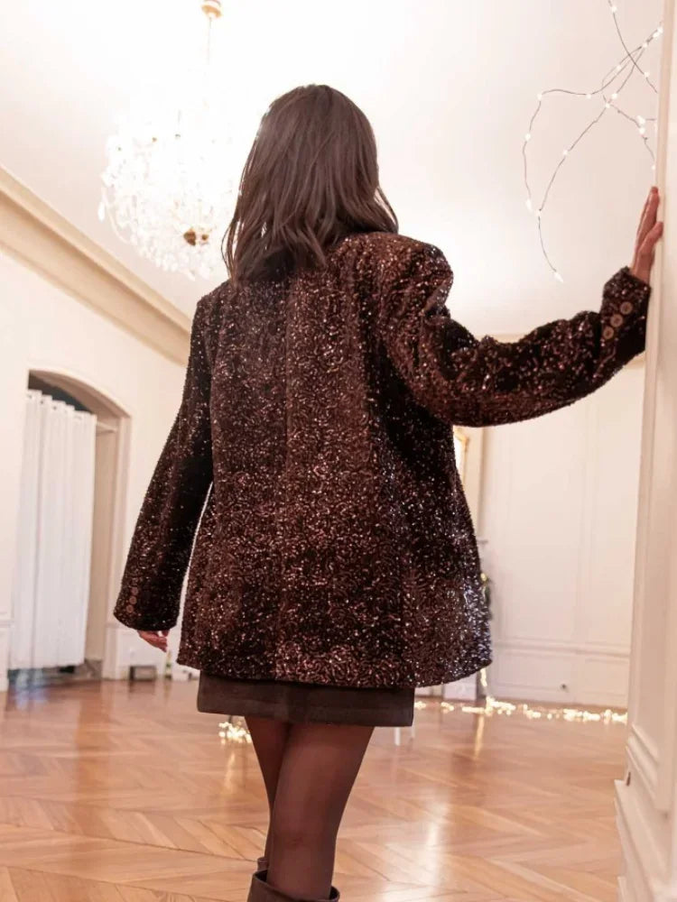 Melania - Velvet sparkly blazer jacket