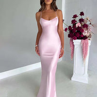 Emmaline - Figure hugging satin silk maxi dress