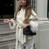 Eve - Elegant coat with faux fur detail