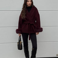 Eve - Elegant coat with faux fur detail