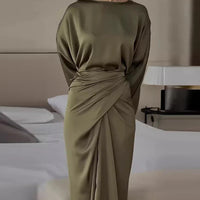 Jennifer - Flattering satin silk wrap dress