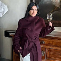 Siobhan - Elegant burgundy wool blend coat