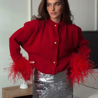 Ruby - Cardigan with feather detail