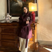 Siobhan - Elegant burgundy wool blend coat