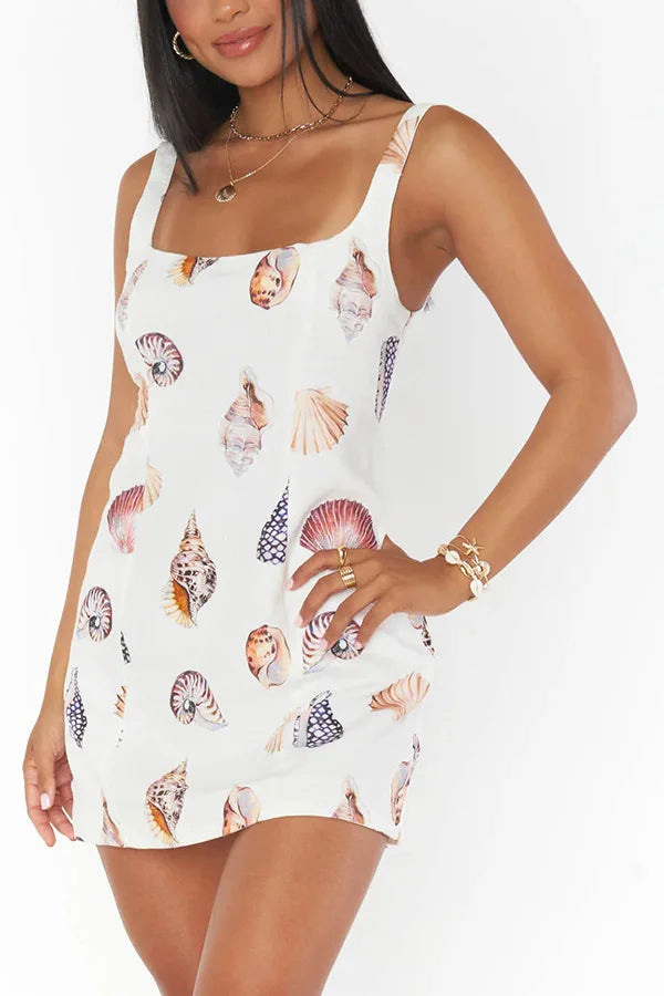 Shelly - Linen mini dress with print