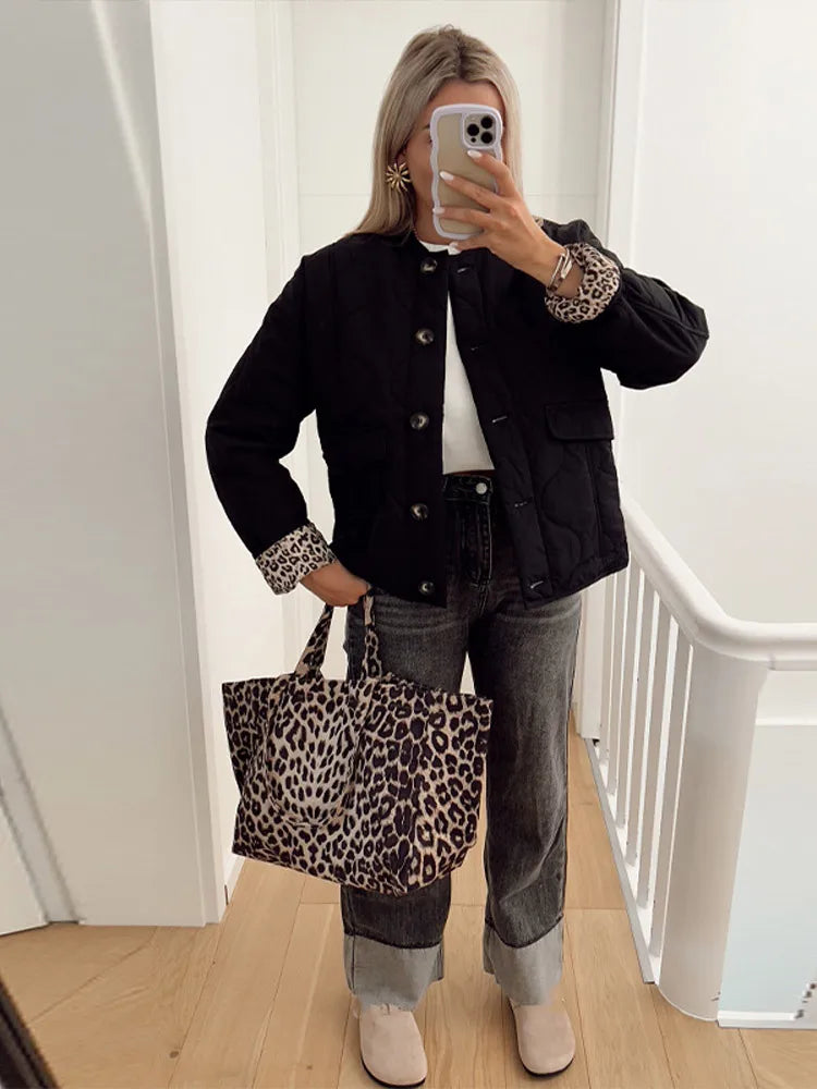 Anna Marie - Casual jacket with leopard lining