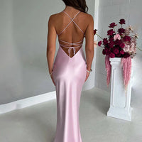 Emmaline - Figure hugging satin silk maxi dress