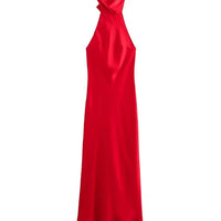 Sarina - Satin silk halterneck dress