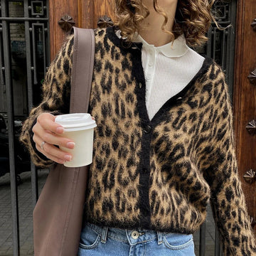 Sofia - Leopard print knitted cardigan