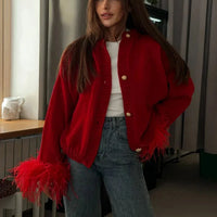 Ruby - Cardigan with feather detail