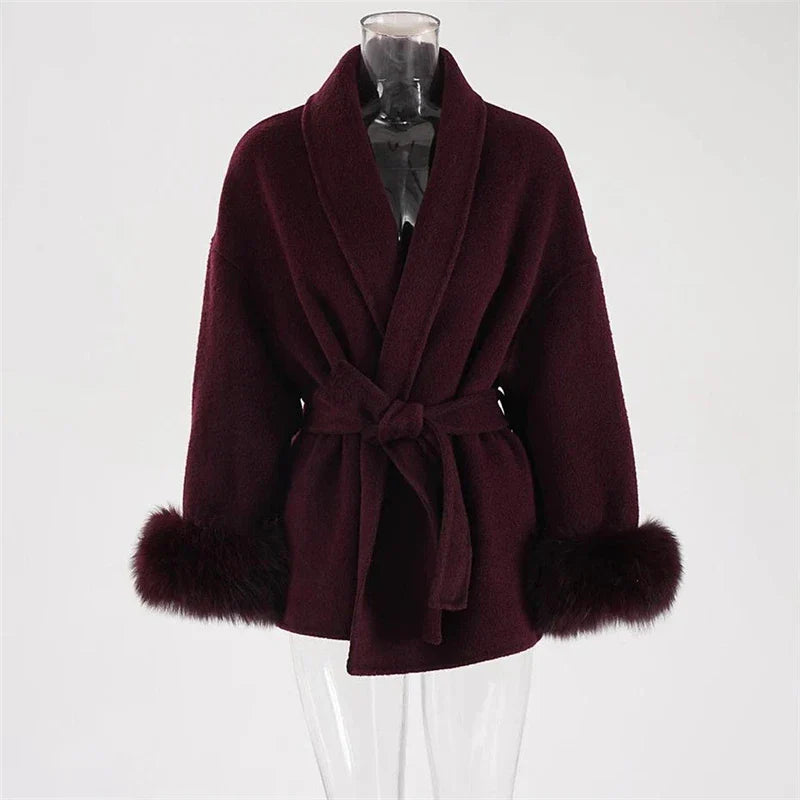 Marina - Elegant coat with fur detail