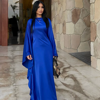 Zeyna - Satin silk dress with cape sleeves