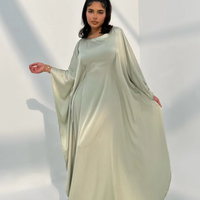 Zeyna - Satin silk dress with cape sleeves