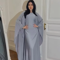 Zeyna - Satin silk dress with cape sleeves