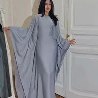 Zeyna - Satin silk dress with cape sleeves