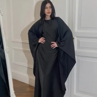 Zeyna - Satin silk dress with cape sleeves