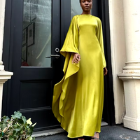 Zeyna - Satin silk dress with cape sleeves