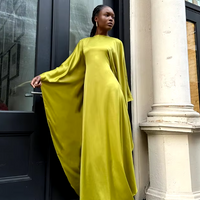 Zeyna - Satin silk dress with cape sleeves