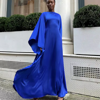 Zeyna - Satin silk dress with cape sleeves