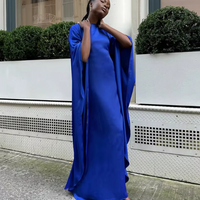 Zeyna - Satin silk dress with cape sleeves