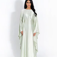 Zeyna - Satin silk dress with cape sleeves