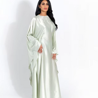 Zeyna - Satin silk dress with cape sleeves