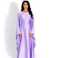 Zeyna - Satin silk dress with cape sleeves