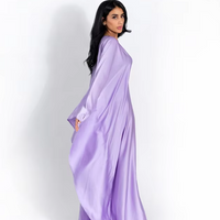 Zeyna - Satin silk dress with cape sleeves