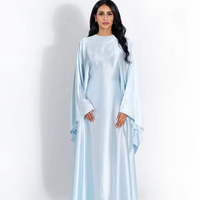 Zeyna - Satin silk dress with cape sleeves