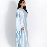 Zeyna - Satin silk dress with cape sleeves