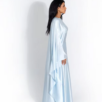 Zeyna - Satin silk dress with cape sleeves