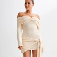 Zeya - Flattering off shoulder fine knitted dress