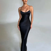 Emmaline - Figure hugging satin silk maxi dress