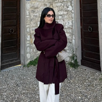 Siobhan - Elegant burgundy wool blend coat